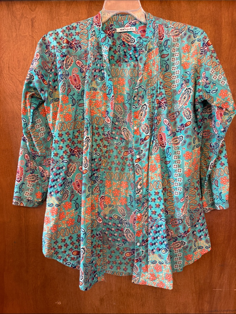 H&M Teal Paisley & Floral Open-Front Tunic